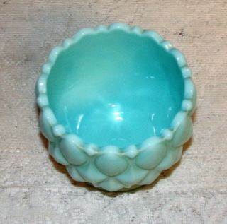 Vintage Fostoria Frisco vase candy dish Sea Mist Blue Green Aqua Glass 1950 ' s 8