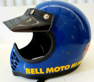 1975 Vintage Bell Snell Moto Star 3 Iii Motorcycle Helmet,  Blue Size 7 1/2 | 60