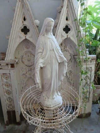 The Best Old Vintage Religious Cement Garden Statue Madonna Chippy White Patina