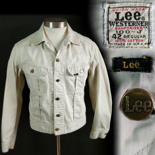 Vintage 1960s Lee Westerner White Denim 100 - J Jacket 42