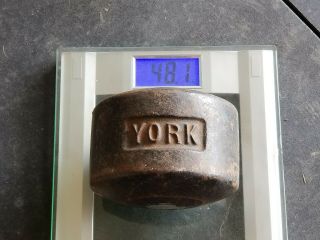 Vintage York Blob Half 95lb Dumbbell Grip Pinch Strongman " York " Side