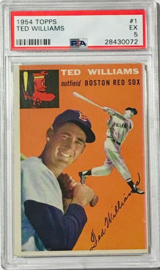 1954 Topps Vintage Ted Williams Boston Red Sox 1 - Psa Ex - 5
