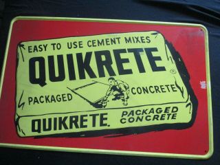 Vintage Quikrete Concrete Embossed Metal Sign 28 " X 18 "