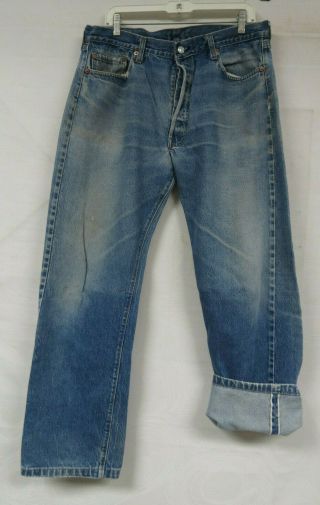 Mens Vintage Levis 501 Denim Jeans Redline Selvage Indigo Size 34 X 30