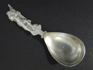 Vintage Swedish Sterling Silver Figural Oyster Spoon? Man Playing Harp