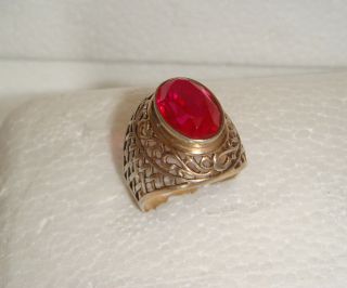 Vintage Russian Ruby Filigree Silver 875 Ring Size 9 Ussr