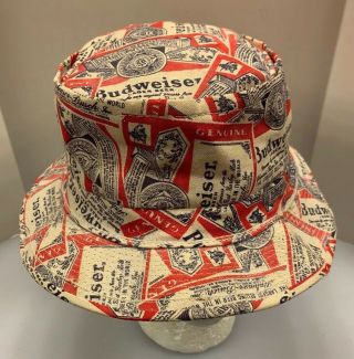 Budweiser Bucket Hat Boonie Cap Floppy Cap Bud Beer Vintage Usa Union Made 7 3/8