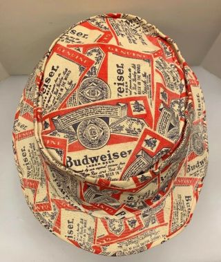 Budweiser Bucket Hat Boonie Cap Floppy Cap Bud Beer Vintage USA Union Made 7 3/8 5
