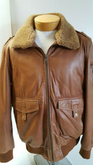 Wilsons Leather Jacket Mens Sz Xl Brown Vintage 80s Bomber Removable Liner Kr13