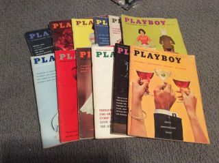 Vintage Playboy Magazines 1959 Complete Set 12 Issues All Centerfolds Intact