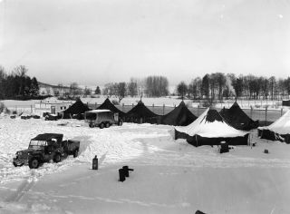 Wwii 1944 Us Airborne Paratrooper Camp - Battle Of The Bulge 135