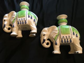 Vintage Fitz And Floyd Ceramic Elephants - Rare