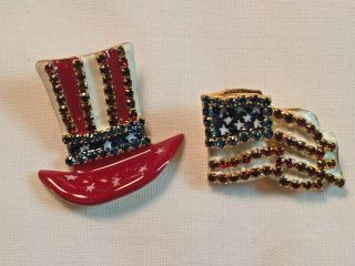 Lunch At The Ritz Earrings " American Flag And Uncle Sam Hat "