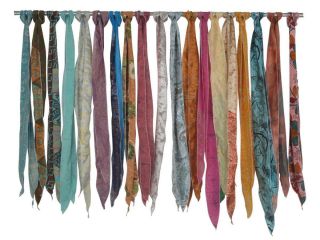 Of 200 Vintage Silk Recycle Sari Sashes Head Wrap Neck Tie India
