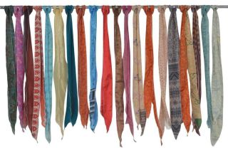 Of 200 Vintage Silk recycle Sari Sashes Head Wrap Neck Tie India 2