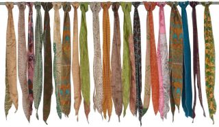 Of 200 Vintage Silk recycle Sari Sashes Head Wrap Neck Tie India 3
