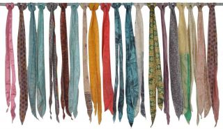 Of 200 Vintage Silk recycle Sari Sashes Head Wrap Neck Tie India 4