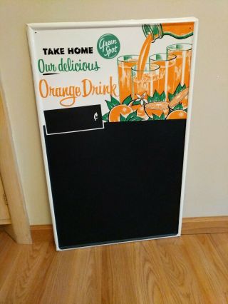 Vintage Tin Advertising Sign With Chalkboard - Green Spot Orange Drink