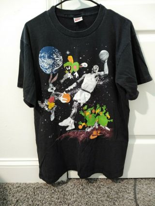 Vintage Nike Michael Jordan Looney Tunes T - Shirt Space Jam 1993 Size L Rare