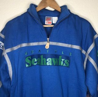 RARE Vintage Nike Seattle Seahawks 1/4 Zip Pullover Gray Tag TAGS sz M 2