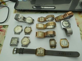 13 Vintage Mens Watches Wristwatch Elgin Bulova Waltham Lord,  Hampden,