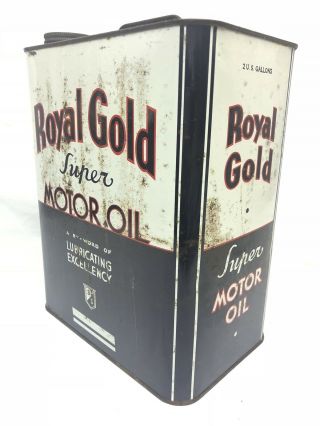 Rare Vintage 2 Gallon Royal Gold Motor Oil Can Gas Station Sign Pump