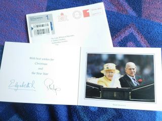 Queen Elizabeth Ii And Prince Philip Rare 2015 Christmas Card To Mary Wilson