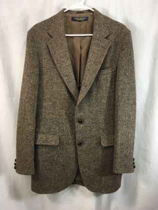 Vtg Brooks Brothers Brooksgate Harris Tweed Blazer Jacket Suit Coat Mens 42 Xl