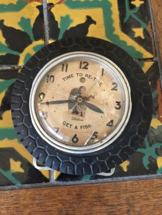 Automotive Advertising Time To Re - Tire Get A Fisk Vintage Desk Clock