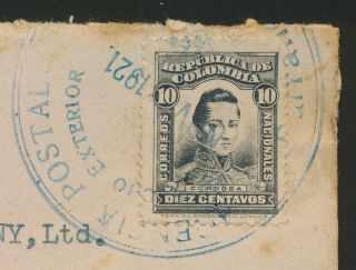 1921 COLOMBIA COVER LONDON MARCONI,  C15 EARLY AIRMAIL,  SCADTA UNCAT O/P,  RARE 3