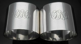 Pair Sterling Silver Napkin Rings For 