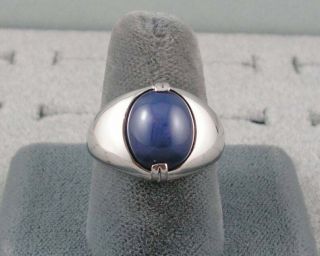 MEN ' S LINDE LINDY 12X10MM VINTAGE CRNFLOWR BLUE STAR SAPPHIRE CREATED RING RP SS 2