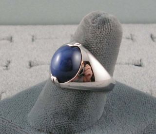 MEN ' S LINDE LINDY 12X10MM VINTAGE CRNFLOWR BLUE STAR SAPPHIRE CREATED RING RP SS 3
