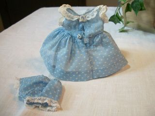 Vintage Madame Alexander kin Wendy blue dotted swiss dress & panties 2
