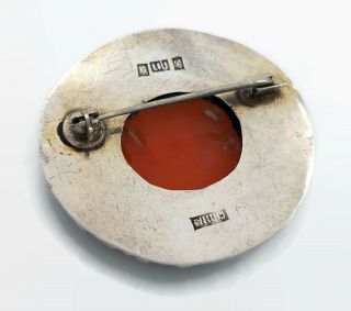 Vintage Chinese Export Silver Carnelian Brooch,  Filigree Metal,  Glass Seed Pearl 7