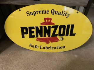 Vintage Pennzoil Sign Metal 31” Quaker State Stp