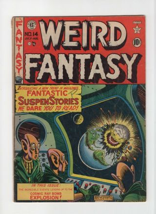 Weird Fantasy 14 Vintage Ec Comic Horror Scifi Atomic Explosion Cover Gold 10c