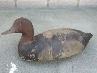 Antique Duck Decoy Solid Wood Glass Eye Vintage Faded Paint Unknown Maker Nr