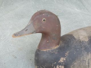 Antique Duck Decoy Solid Wood Glass Eye Vintage Faded Paint Unknown Maker NR 2
