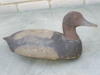 Antique Duck Decoy Solid Wood Glass Eye Vintage Faded Paint Unknown Maker NR 4