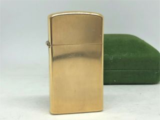 Rare Zippo Vintage 10k Gold Filled Gf Slim Lighter W Case