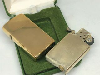 Rare ZIPPO Vintage 10K Gold Filled GF Slim Lighter w Case 9