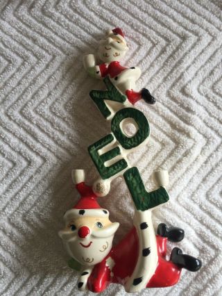 Rare Vintage Christmas Noel Climbing Santa Clause Candle Holder Japan