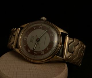 Vintage Mens Invicta Incabloc 22159 17 Jewels Rubis Swiss Watch Gold Plated