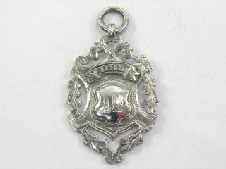 Antique.  925 Sterling Silver Pocket Watch Fob Medal Birmingham 1913