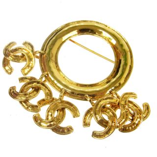 Authentic CHANEL Vintage CC Logos Brooch Pin Gold - Tone Corsage France T04492 2