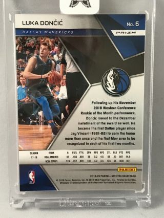 LUKA DONCIC 2018 - 19 SPECTRA BASKETBALL WHITE SPARKLE RARE SSP PARALLEL CASE HIT 6