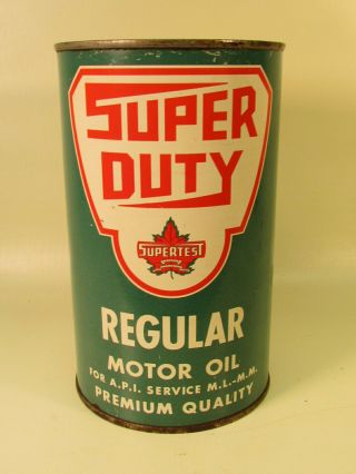 Rare Vintage Supertest Motor Oil Tin Can Imperial Quart Bilingual Canadian