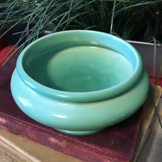 Vintage Rookwood Pottery Blue - Green Pedestal Bowl 1931 6208E Heavy 2