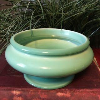 Vintage Rookwood Pottery Blue - Green Pedestal Bowl 1931 6208E Heavy 5